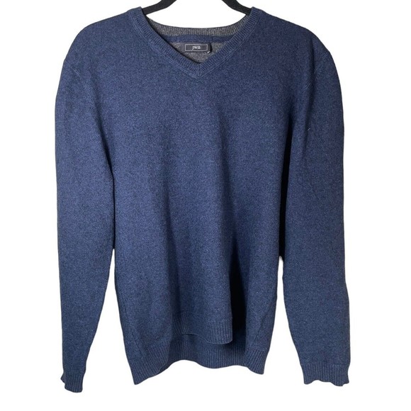 JWN Nordstrom 100% Cashmere Sweater Mens m V-Neck Blue Luxury‎ Knit Pullover - Picture 1 of 8
